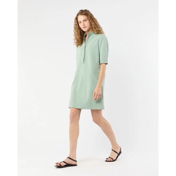 NWT Ann Mashburn Size Small Frill Dress Green White Small Bengal Stripe Stretchy - Picture 5 of 16